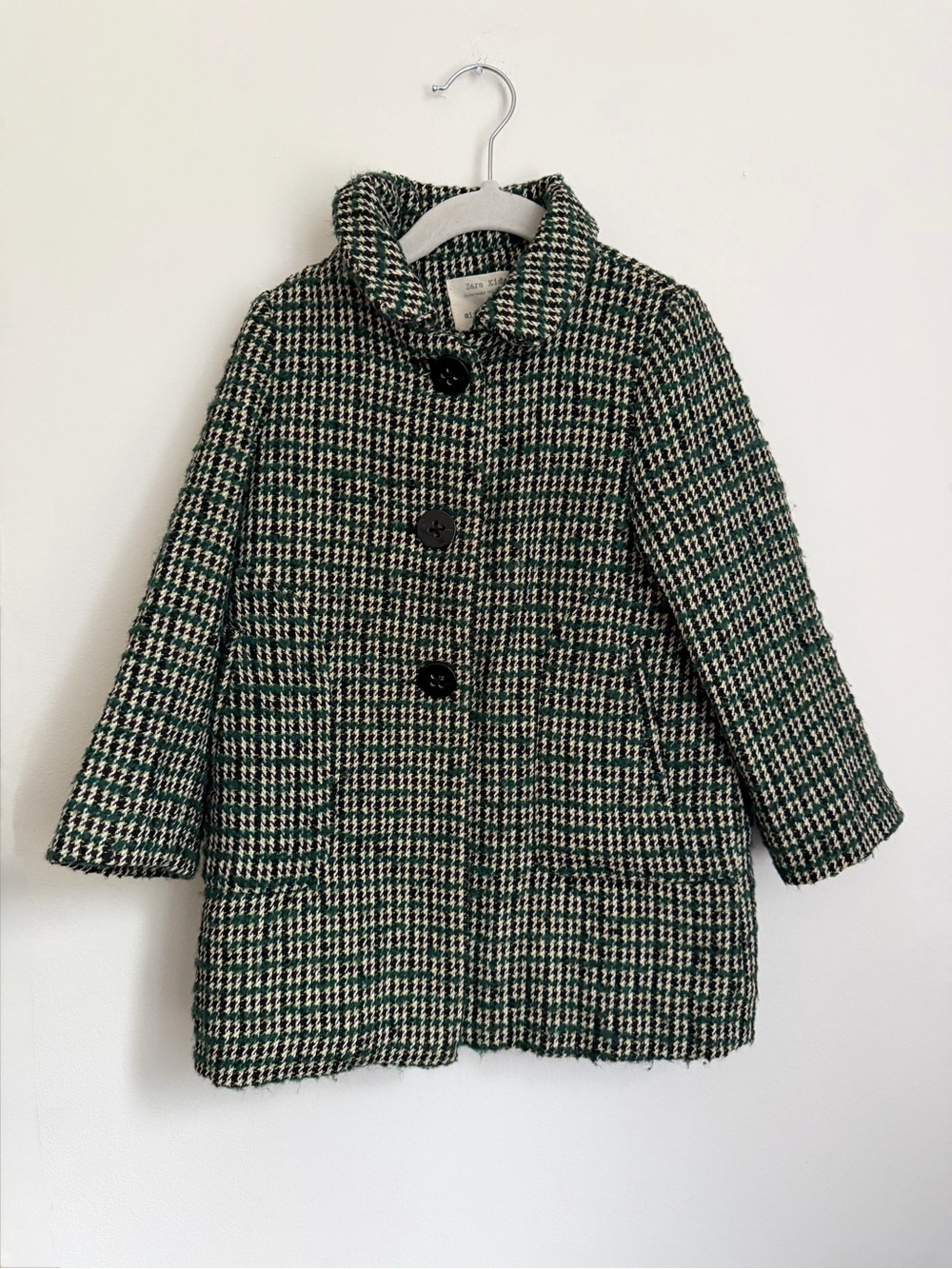 Zara Kids Classic Houndstooth Coat (Size 5)